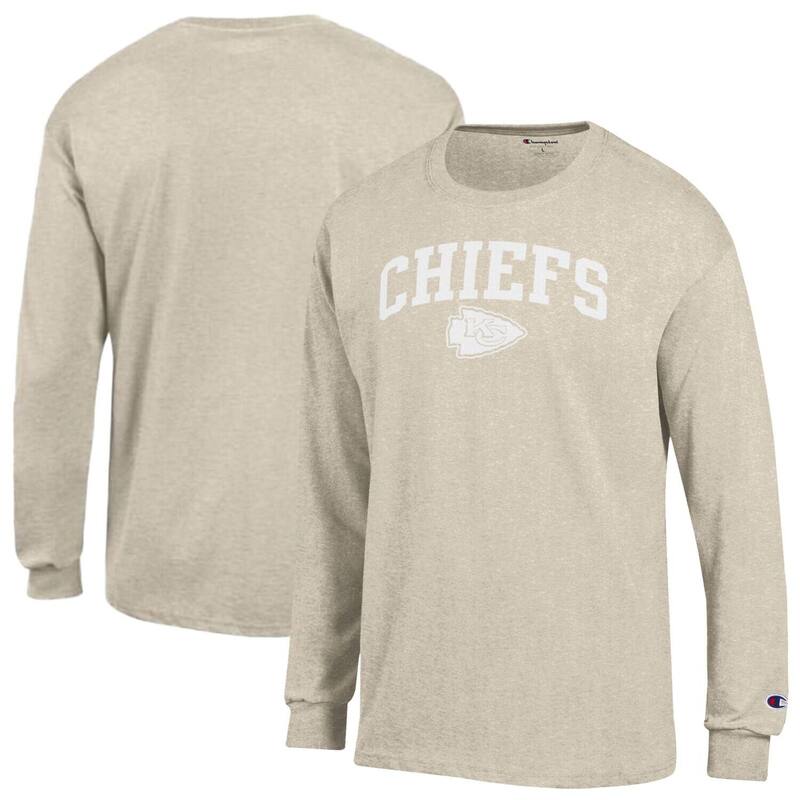 はやりっ子 レディース トップス ティーシャツ ティーシャツ Men\u0027s Champion Oatmeal Kansas City Chiefs White Ink Jersey Long Sleeve T-Shirt Chf Multi マルチ色合い トップス-レディースファッション-Tシャツ・カットソー