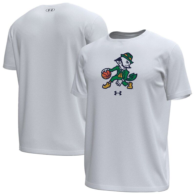 アンダーアーマー レディース トップス プルオーバー Men\u0027s Under Armour White Notre Dame Fighting Irish Basketballeprechaun Tech Stretch T-Shirt Ntd White 白いこと