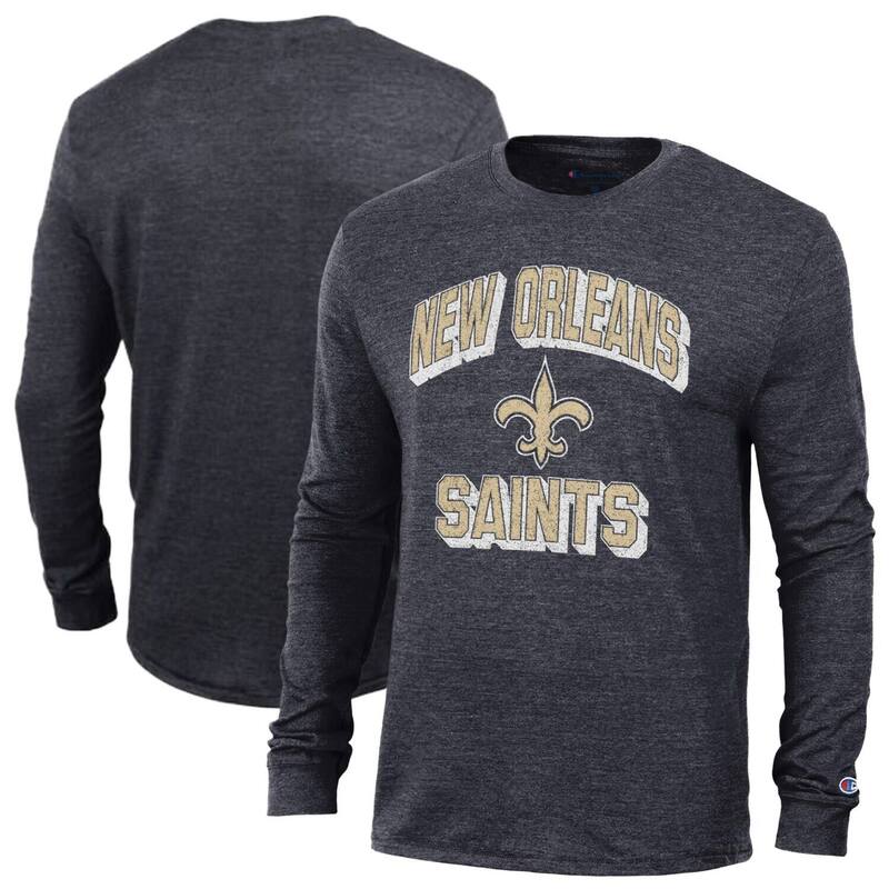 チャンピオン レディース トップス Tシャツ Men's Champion Heather Black New Orleansaints Ultimate Tri-Blend Long Sleeve T-Shirt Snt Charco ブラック