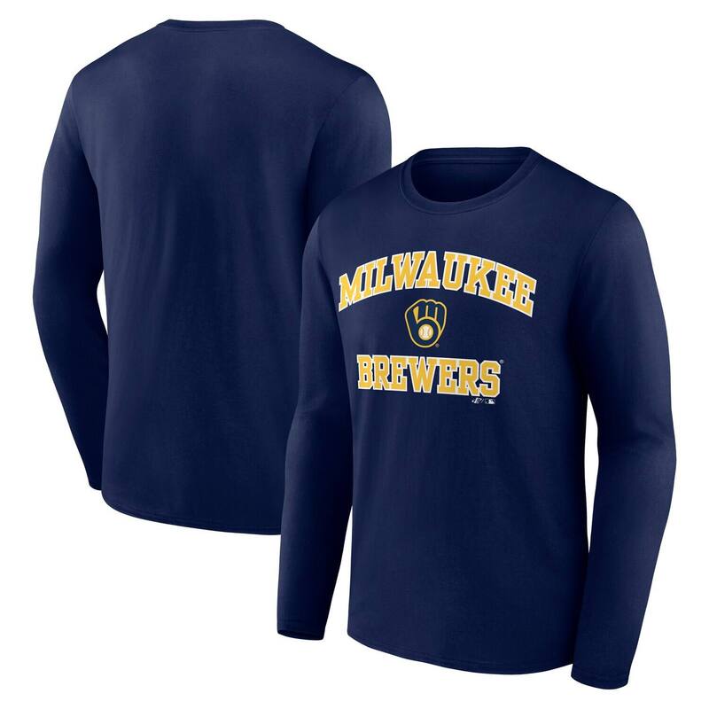 アンブランデッド レディース トップス Tシャツ ロゴ Unbranded Men's Logo Athletic Navy Milwaukee Brewers Heart & Soulong Sleeve T-Shirt Brw Navy ネイビー|ReVida 店