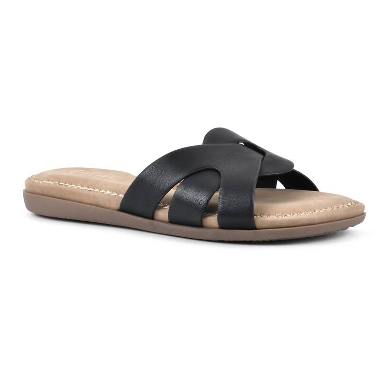 クリフバイホワイトマウンテン レディース シューズ サンダル Cliffs by White Mountain Fortunate Women'slide Sandals Black Burnished Smooth ブラック|ReVida 店