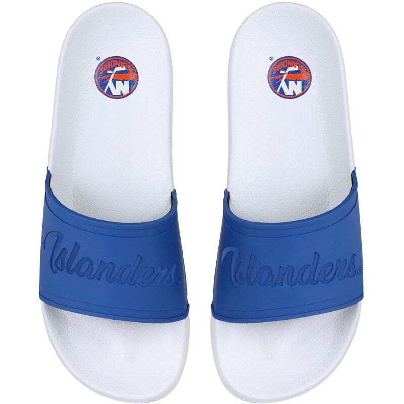 フォコ レディース シューズ サンダル Women's FOCO New York Islanderscript Wordmark Slide Sandals Isl White ホワイト