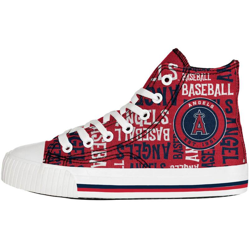 アンブランデッド レディース シューズ スニーカー Unbranded Youth FOCO Red Los Angeles Angels Repeat Wordmark High Top Canvas Allover Sneakers Ang Red レッド