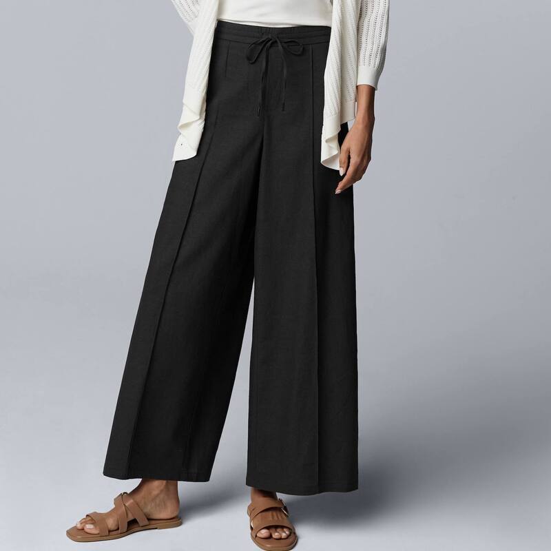 ヴェラウォン レディース ボトムス カジュアルパンツ ワイドレッグ Women'simply Vera Wang Wide Leg Pants Black ブラック|ReVida 店