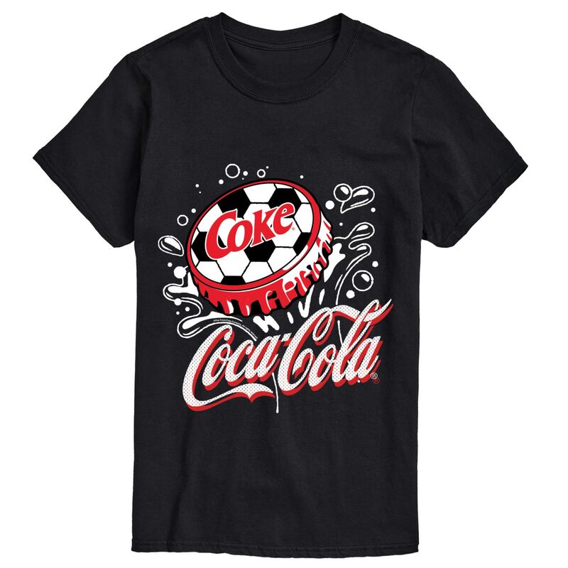 アニメキャラクター レディース トップス Tシャツ トール キャップ グラフィック Licensed Character Big & Tall Coca-Cola Soccer Cap Short Sleeve Graphic Tee Black ブラック｜ReVida 店