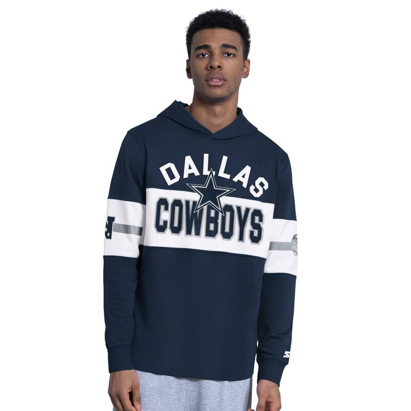スターター レディース トップス Tシャツ ジャージー パーカー Men'starter Navy Dallas Cowboys Fullback Jersey Hoodie Cow Navy ネイビー|ReVida 店
