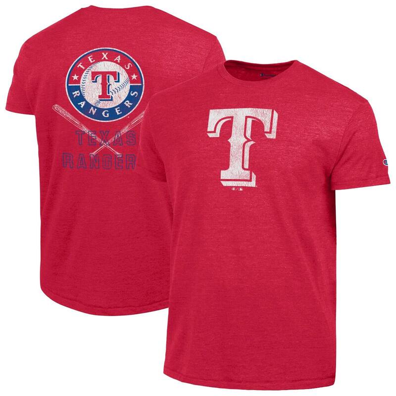 チャンピオン レディース トップス Tシャツ Men's Champion Red Texas Rangers Tri-Blend T-Shirt Rgred レッド｜ReVida 店