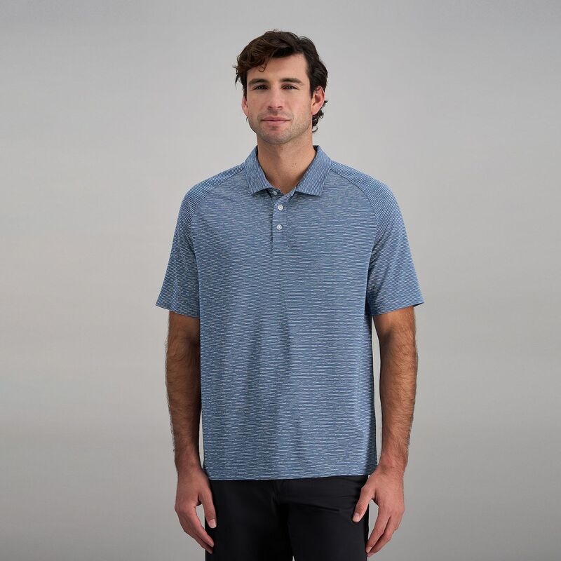 ハガー レディース トップス プルオーバー スポーツシャツ 編み物 Men\u0027s Haggar Short Sleeve Stripe Knit Raglan Polo Slate Blue スレート