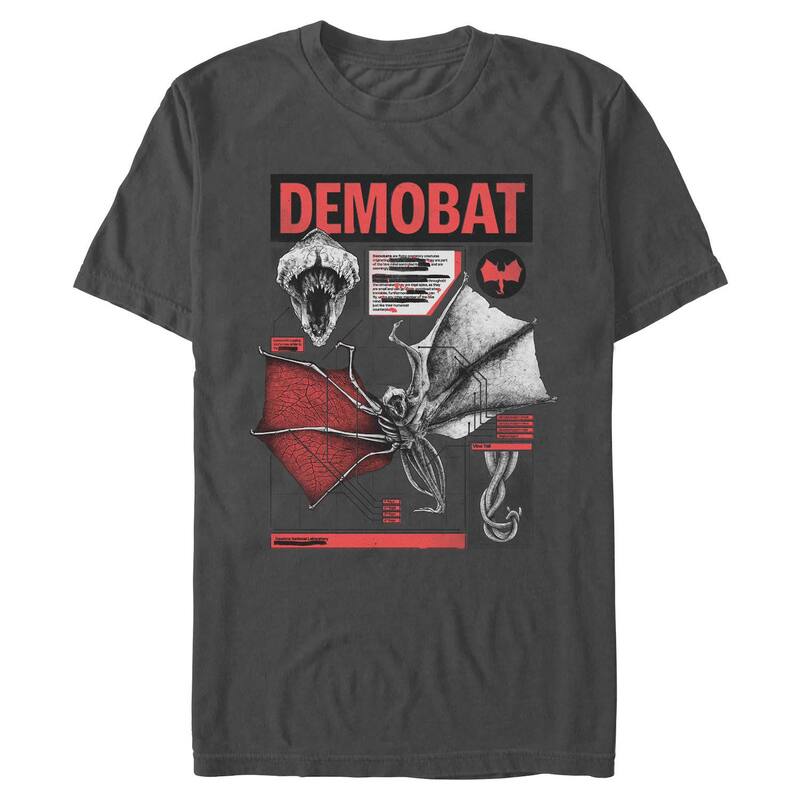 アニメキャラクター レディース トップス Tシャツ グラフィック Licensed Character Men'stranger Things Demobat Graphic Tee Charcoal チャコール