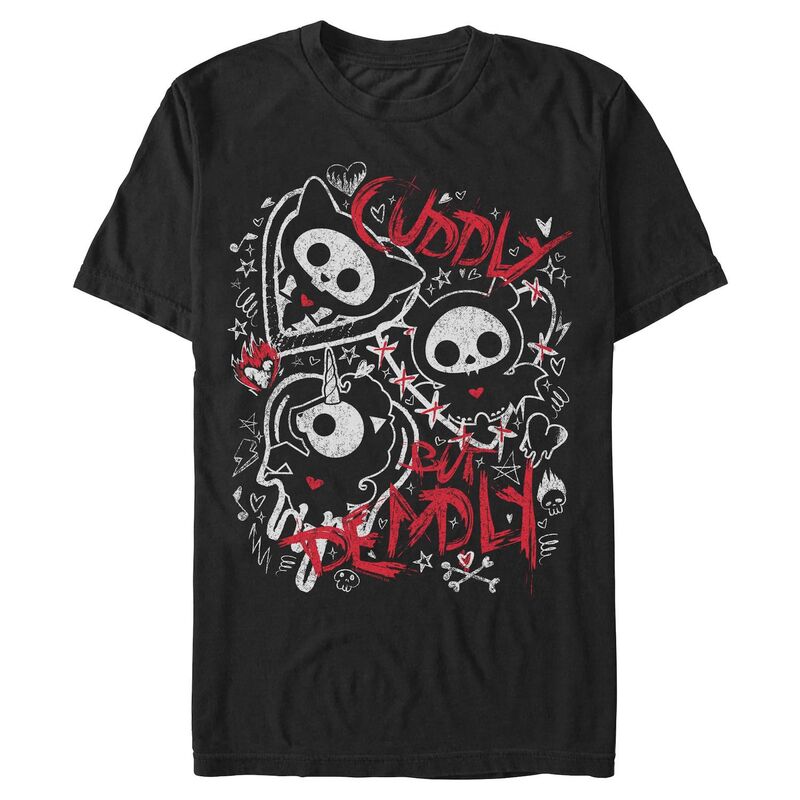 アニメキャラクター レディース トップス Tシャツ グラフィック Licensed Character Men'skelanimals Cuddly But Deadly Graphic Tee Black ブラック｜ReVida 店