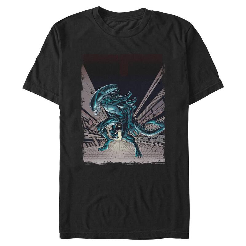 アニメキャラクター レディース トップス Tシャツ グラフィック Licensed Character Men's Aliens Blue Xenomorph Graphic Tee Black ブラック｜ReVida 店