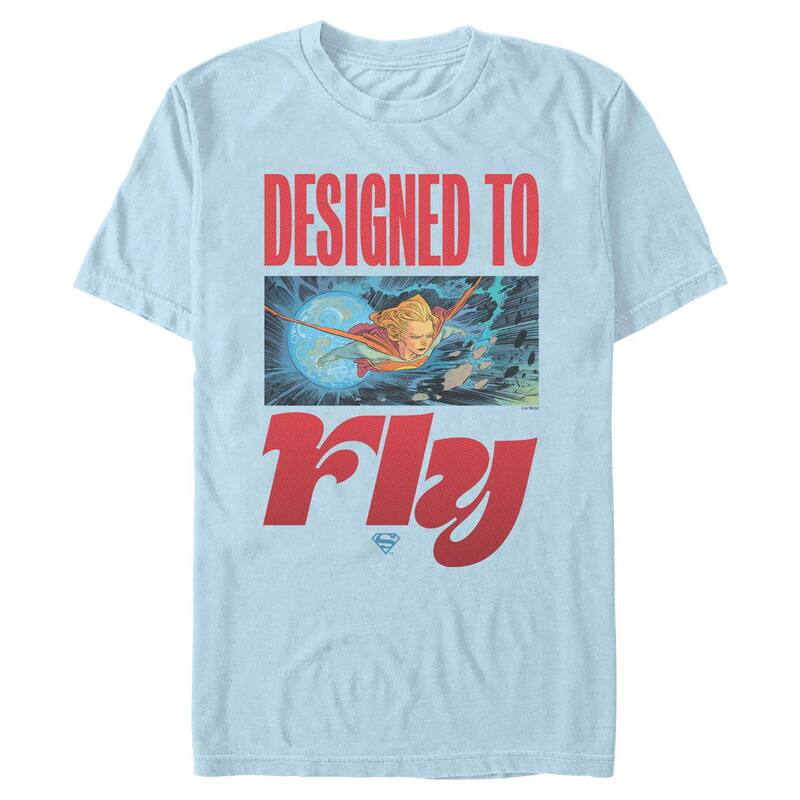 アニメキャラクター レディース トップス Tシャツ グラフィック Licensed Character Men's DComicsupergirl Fuel Your Flight Graphic Tee Light Blue ブルー