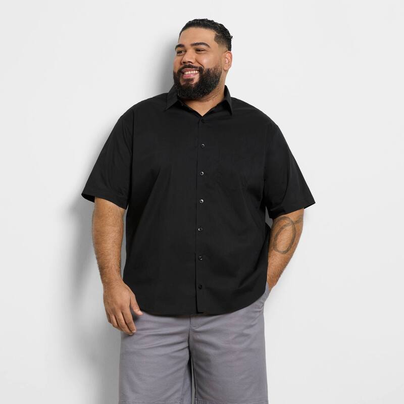 ヴァンハウセン レディース トップス Tシャツ トール ダウン Big & Tall Van Heusen Everyday Defense Stainshield Short Sleeve Button-Down Shirt Black ブラック