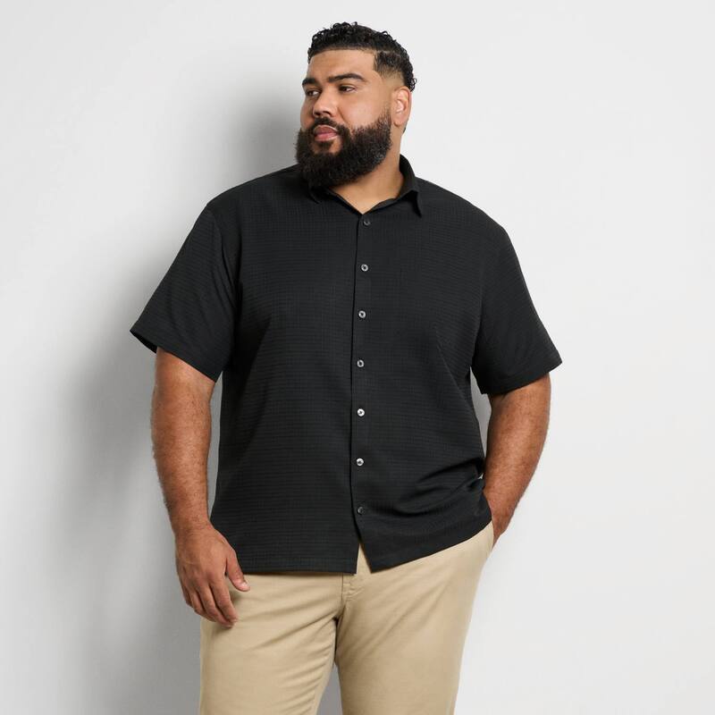 ヴァンハウセン レディース トップス Tシャツ トール Big & Tall Van Heusen Weekend Solid Camp Shirt Black ブラック
