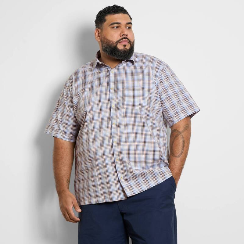 ヴァンハウセン レディース トップス Tシャツ トール ダウン Big & Tall Van Heusen Originals Yarn Dye Short Sleeve Button-Down Shirt Brilliant White ホワイト