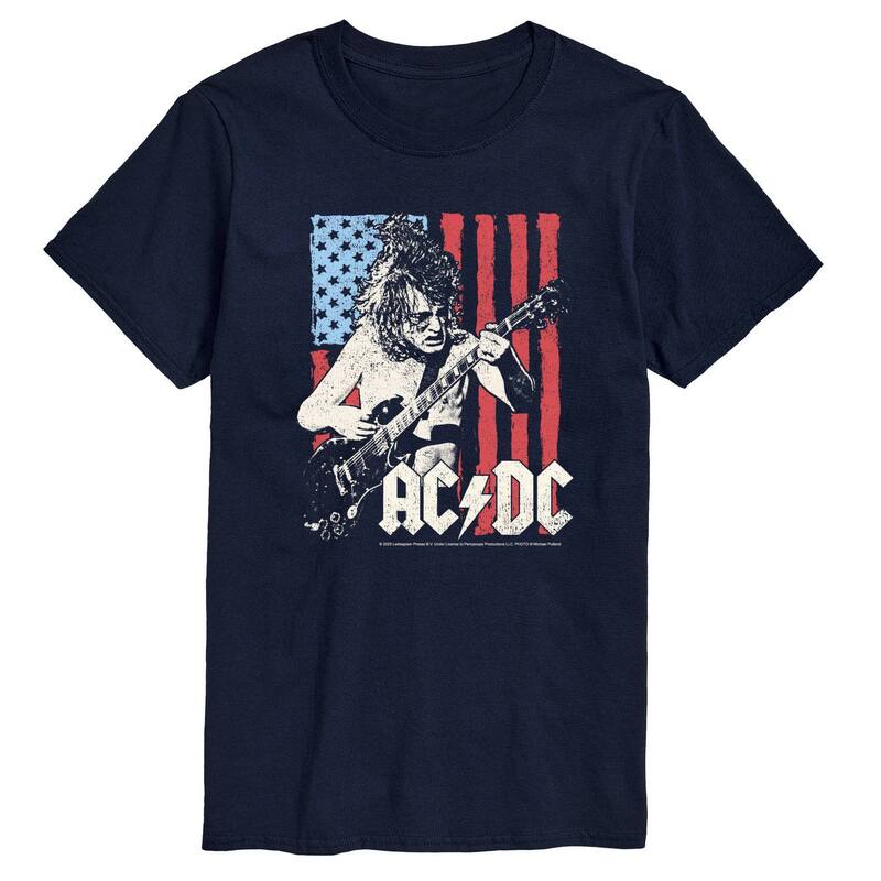 アニメキャラクター レディース トップス Tシャツ トール グラフィック Licensed Character Big & Tall ACDC American Flag Distressed Graphic Tee Navy ネイビー