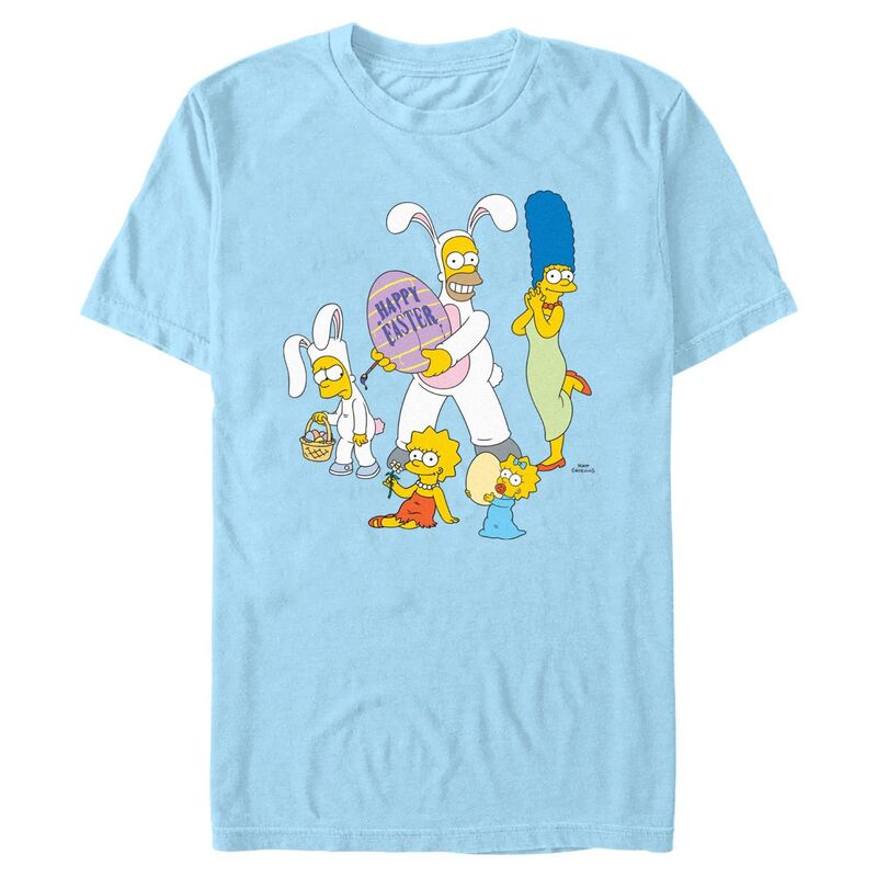 アニメキャラクター レディース トップス Tシャツ グラフィック Licensed Character Men's The Simpsons Happy Easter Graphic Tee Light Blue ブルー