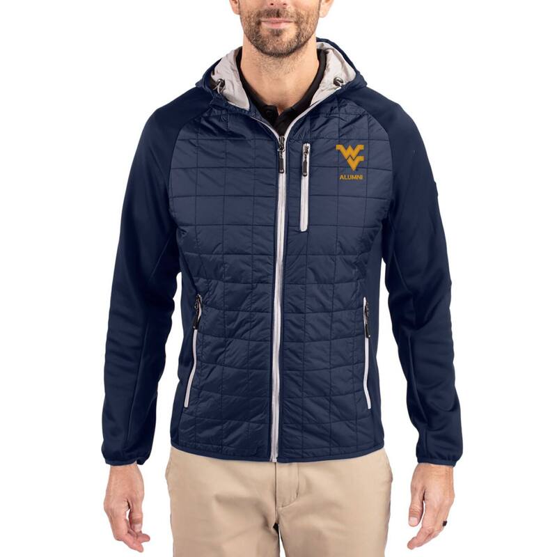 カッターアンドバック レディース アウター ジャケット・ブルゾン Men's Cutter & Buck Navy West Virginia Mountaineers Rainier Eco Hybrid PrimaLoft Raglan Full-Zip Jacket Wvu Navy ネイビー｜ReVida 店
