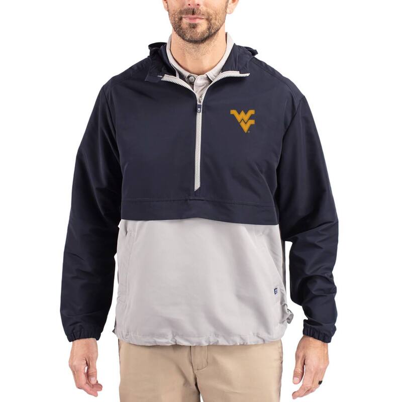 カッターアンドバック レディース トップス Tシャツ ジャケット Men's Cutter & Buck Navy West Virginia Mountaineers Charter Eco Recycled Half-Zip Anorak Jacket Wvu Navy ネイビー