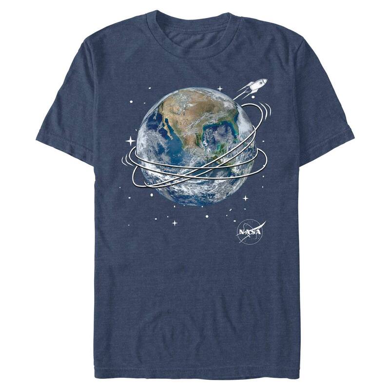 アニメキャラクター レディース トップス Tシャツ グラフィック Licensed Character Men's NASA Flying Rocket Graphic Tee Navy Heather ヘザー|ReVida 店