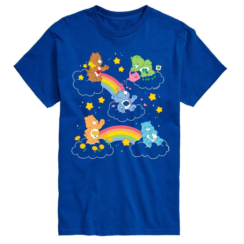 アニメキャラクター レディース トップス Tシャツ グラフィック Licensed Character Men's Care Bears Rainbow Clouds Graphic Tee Royal Blue ブルー｜ReVida 店