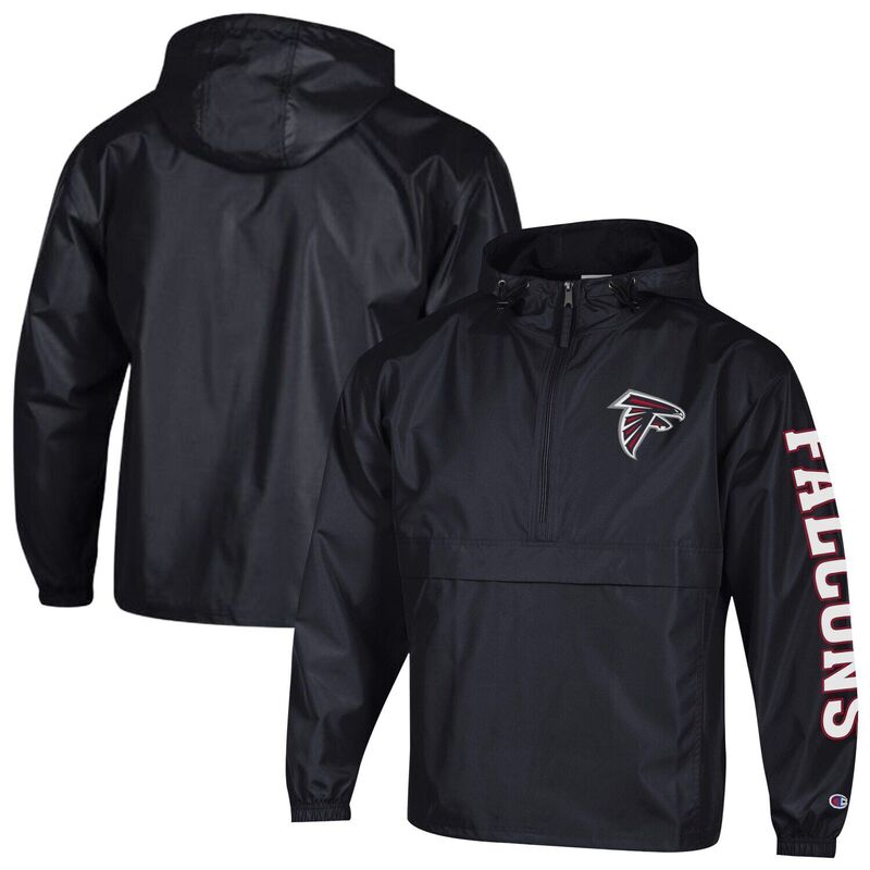 チャンピオン レディース トップス Tシャツ ジャケット Men's Champion Black Atlanta Falcons Packable Windbreaker Half-Zip Jacket Fal Black ブラック｜ReVida 店