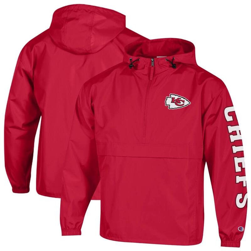 チャンピオン レディース トップス Tシャツ ジャケット Men's Champion Red Kansas City Chiefs Packable Windbreaker Half-Zip Jacket Chf Red レッド｜ReVida 店