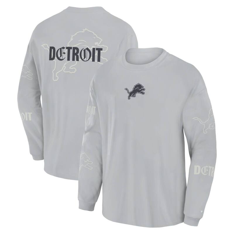 ファナティクス レディース トップス プルオーバー Men\u0027s Fanatics Gray Detroit Lions Oversized Type Play Long Sleeve T-Shirt Lns Grey 薄墨色