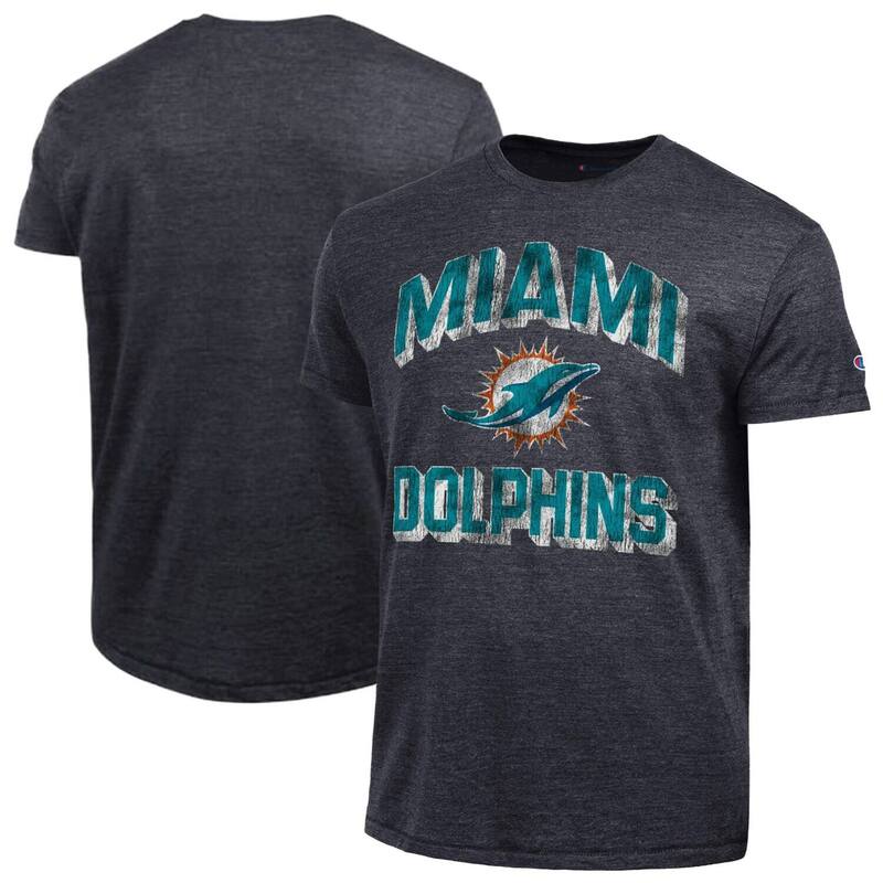 はやりっ子 レディース トップス プルオーバー Men\u0027s Champion Black Miami Dolphins Ultimate Tri-Blend T-Shirt Dol Black 黒いこと