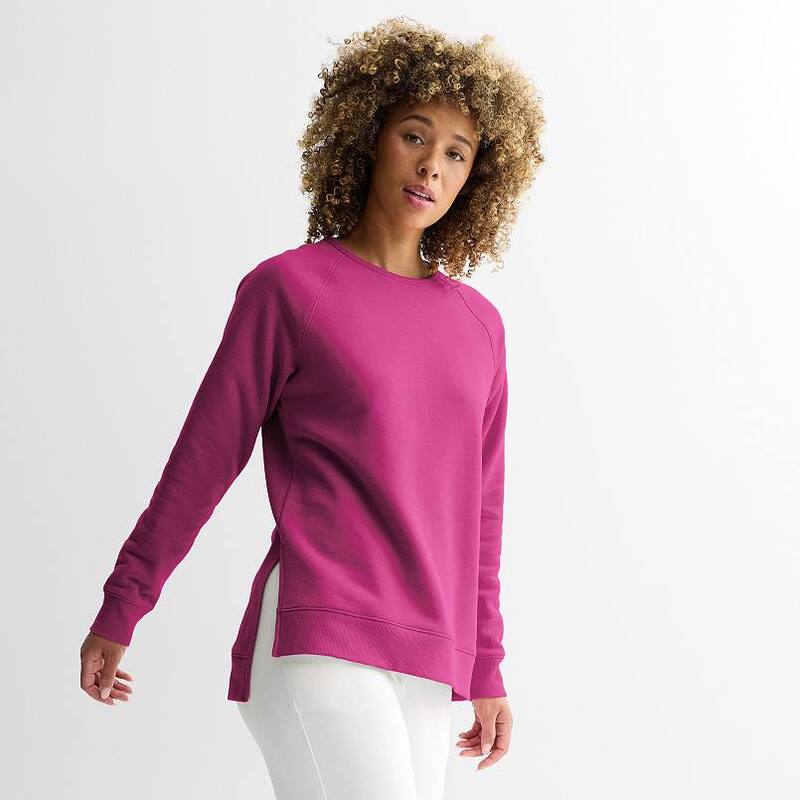 Tek Gear レディース トップス Tシャツ クルーネック フリース Women's Tek Gear Ultrasoft Fleece High Slitunicrewneck Scented Rose
