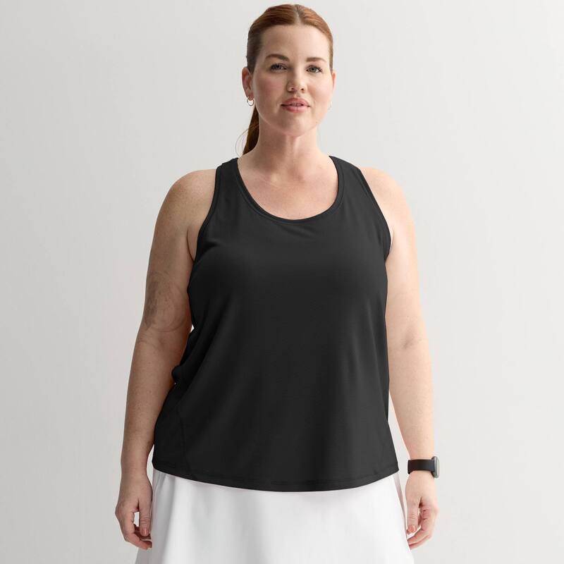 Tek Gear レディース トップス Tシャツ プラスサイズ メッシュ Plusize Tek Gear Mesh Tank Top Mineral Black ブラック