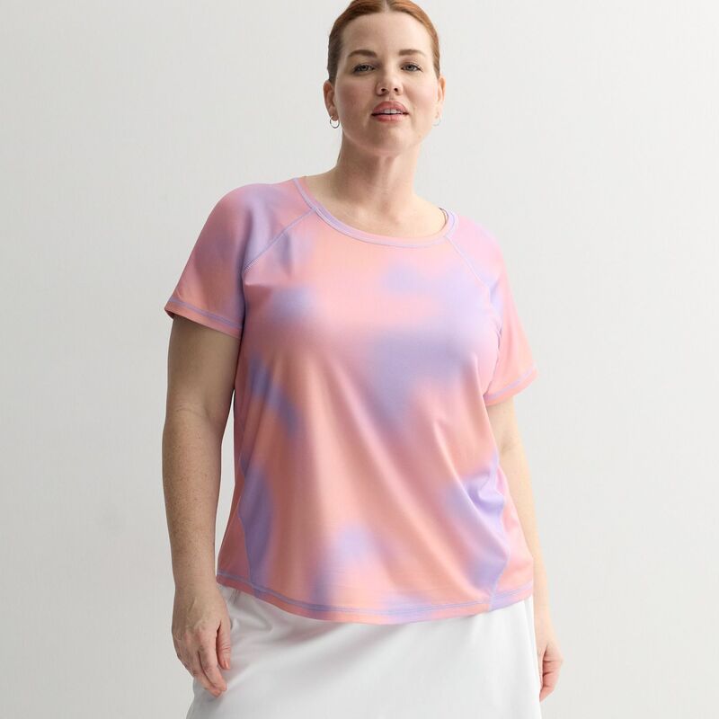 Tek Gear レディース トップス Tシャツ プラスサイズ メッシュ Plusize Tek Gear Short Sleeve Mesh T-Shirt Purple Coral Blur コーラル