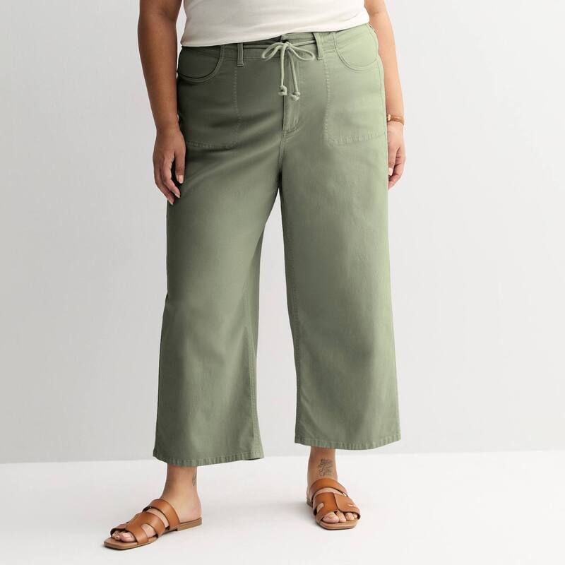 ソノマ レディース ボトムス カジュアルパンツ ワイドレッグ プラスサイズ アンクル Plusize Sonoma Goods For Life High Rise Wide Leg Ankle Pants Manololive オリーブ|ReVida 店