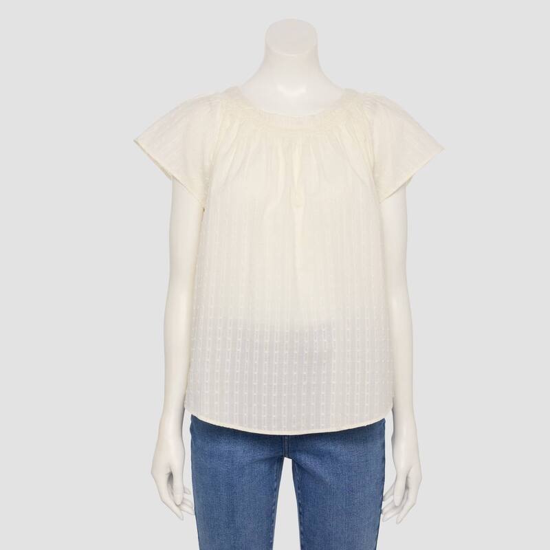 LC Lauren Conrad レディース トップス シャツ プチ ブラウス Petite LC Lauren Conrad Shirred Neck Self-Tie Shell Blouse Ivory Silk アイボリー