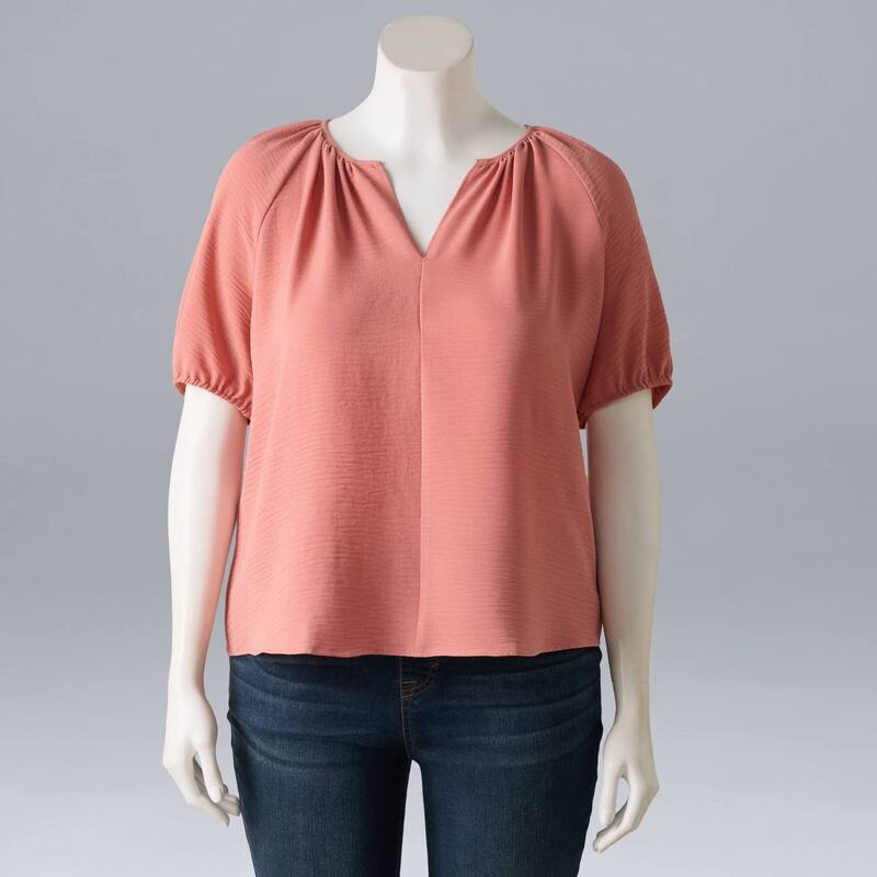 ヴェラウォン レディース トップス プルオーバー つけ加える大きさ トップ Plusize Simply Vera Wang Shirred Blouseuropean Blush 毛はらい