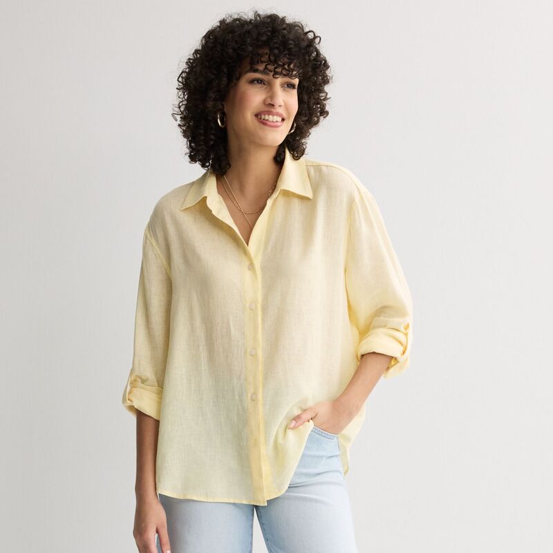 ソノマ レディース トップス シャツ リネン Women'sonoma Goods For Life Linen Oversized Boyfriend Shirtame Yellow イエロー