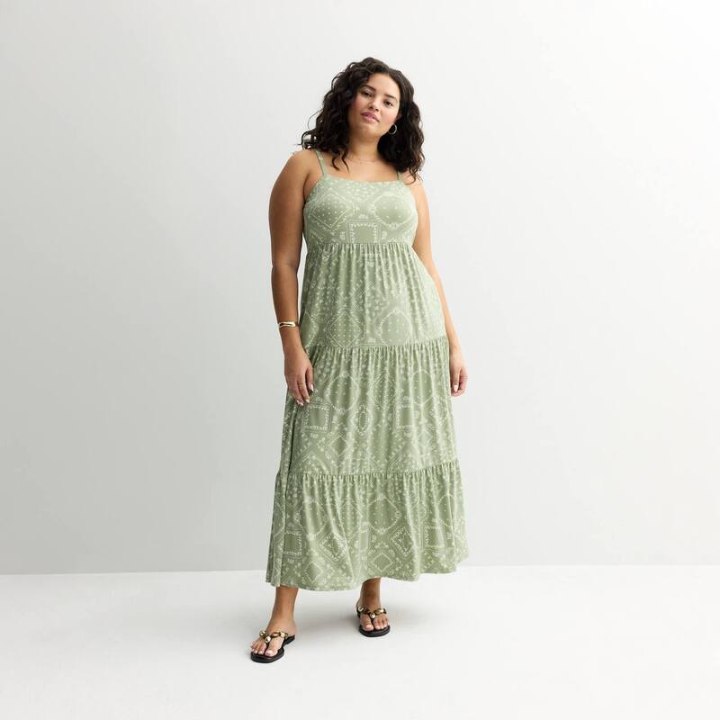 エスオー レディース トップス ワンピース ティアード プラスサイズ マキシ Plusize Juniors' SO Tiered Maxi Dress Olive Patchwork オリーブ