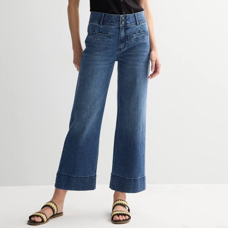 ナインウェスト レディース ボトムス デニムパンツ ワイドレッグ Women's Nine West High-Rise Wide Leg Pants Medium Wash|ReVida 店
