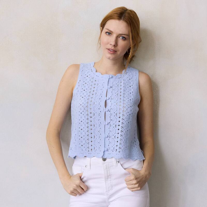 LC Lauren Conrad レディース アウター ニット・セーター Women's LC Lauren Conrad Button Front Crochetank Top Secret Peri