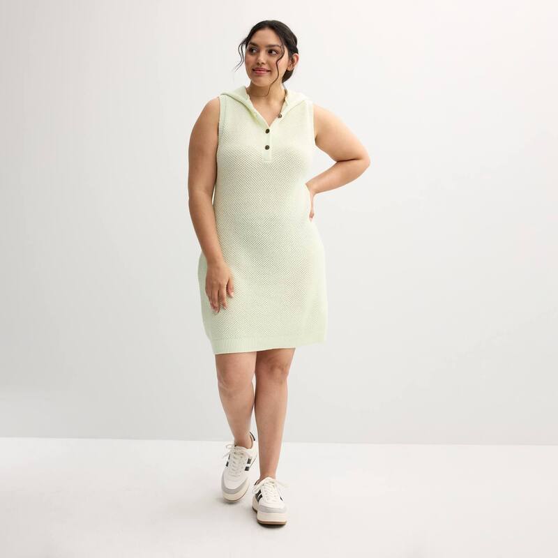 エスオー レディース トップス 衣装 つけ加える大きさ パーカー Juniors\u0027 Plusize SO Crocheted Hoodie Dress Transparent Green 緑であること