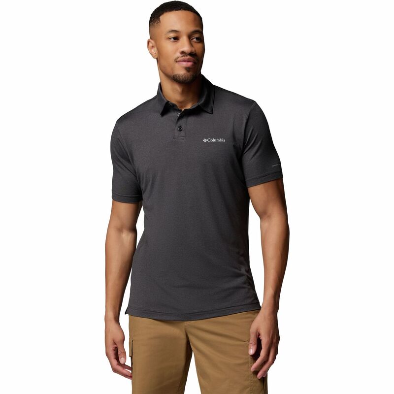 コロンビア レディース トップス Tシャツ ポロシャツ Men's Columbia Parsons Point Polo Short Sleeve Shirt Black Heather Shark ブラック