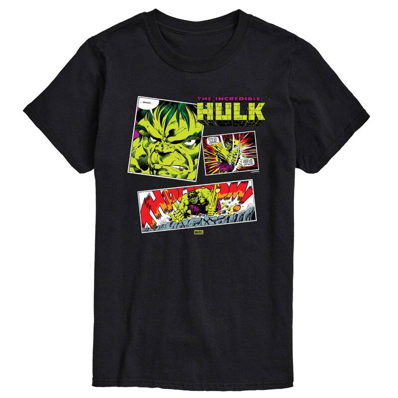 マーベル レディース トップス Tシャツ グラフィック Men's Marvel The Incredible Hulk Comic Panels Graphic Tee Black ブラック
