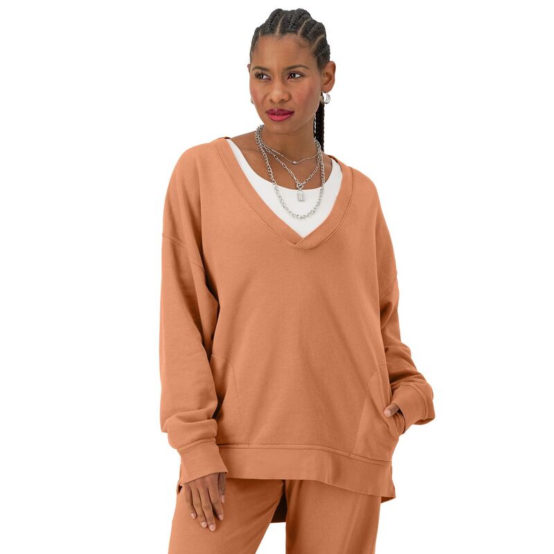チャンピオン レディース トップス Tシャツ Vネック ヴィンテージ Women's Champion Vintage Wash Oversized V-Neck Pullover Canyon Red レッド 8,235円