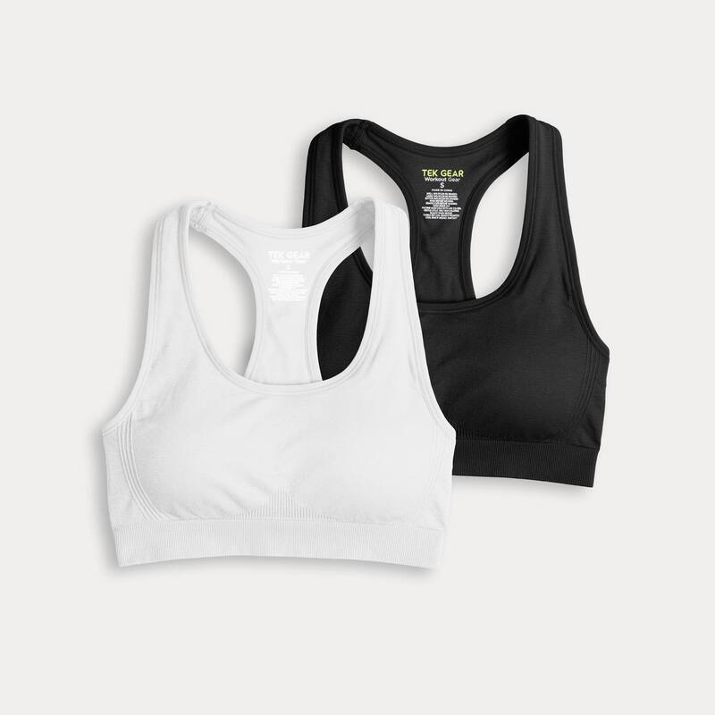【送料無料】 Tek Gear レディース ブラジャー アンダーウェア Women's Tek Gear 2-Pack Seamless Low Support Bra Modern White