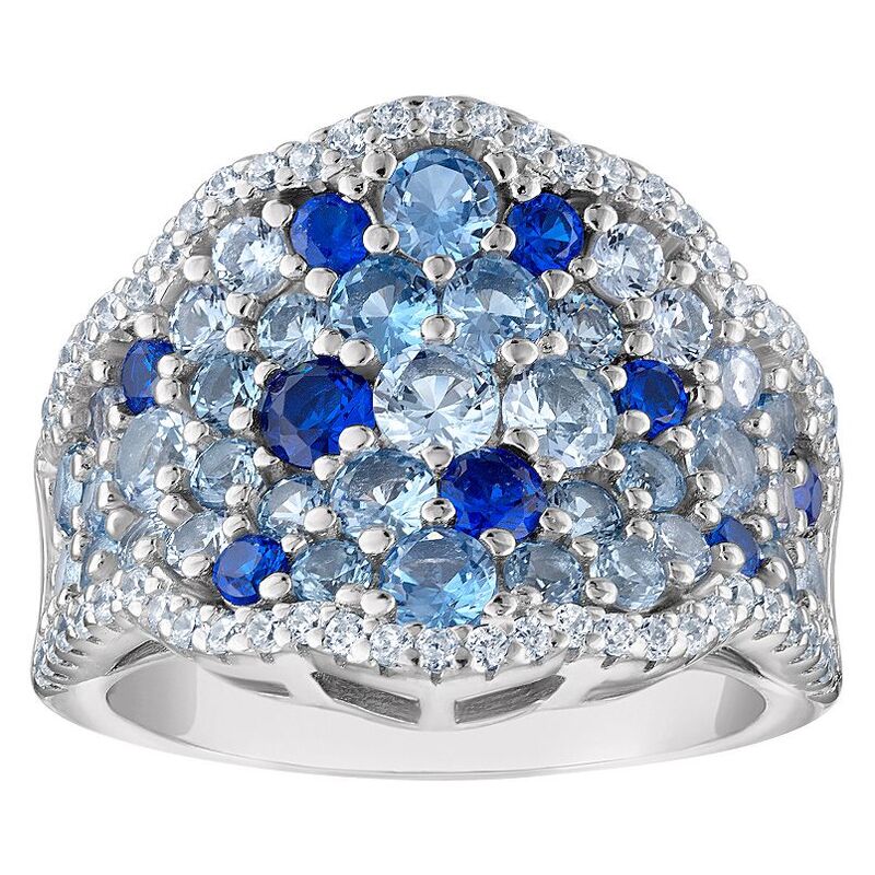 アンブランデッド レディース アクセサリー リング Unbranded Sterling Silver Blue Cubic Zirconia Pave Ring No Color ブルー