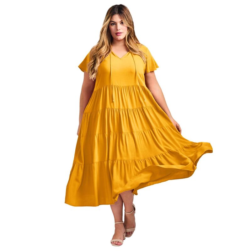 アベニュー レディース トップス 衣装 ティアード つけ加える大きさ Avenue Women\u0027s Plusize Lani Tieredressunset Yellow 黄色