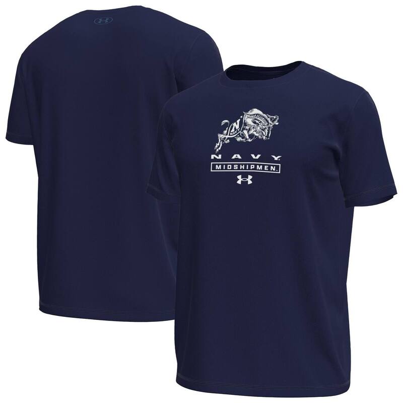 アンダーアーマー レディース トップス Tシャツ Men's Under Armour Navy Midshipmen Stack Stretch Performance T-Shirt Nvy Navy ネイビー