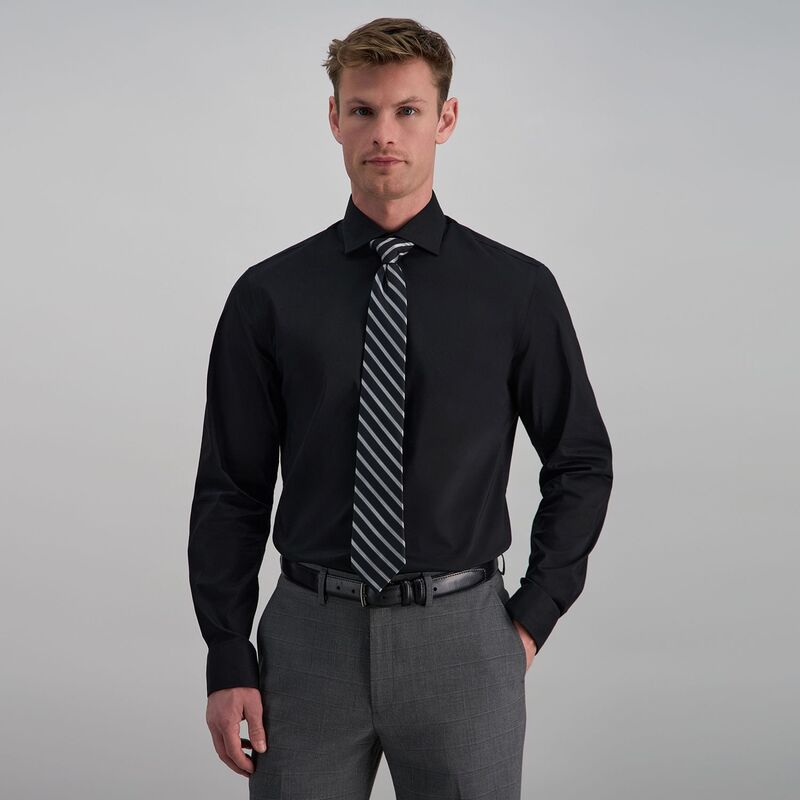 ハガー レディース トップス プルオーバー か細い填まる Men\u0027s Haggar Wrinkle Free Slim Fit Dresshirt Black Solid 黒いこと