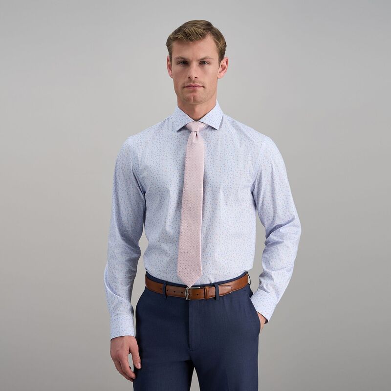 ハガー レディース トップス プルオーバー か細い填まる Men\u0027s Haggar Wrinkle Free Slim Fit Dresshirt Powder Blue Flower 青色