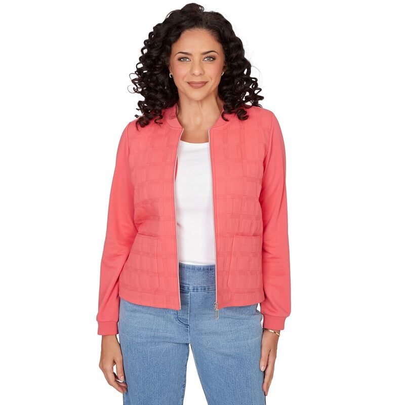 アルフレッド ダナー レディース アウター 上衣・上衣 プチ キルティング 肋筋 編み物 Petite Alfredunner Quilted Knit Ribbed Jacket Azalea